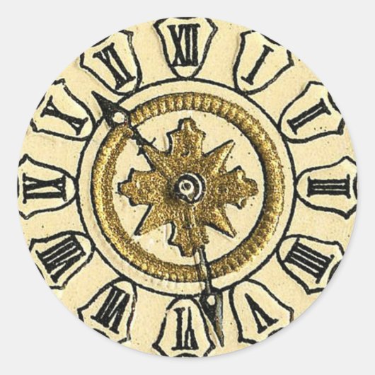 Antiek Gilt Clock Face Steampunk Ronde Sticker (Voorkant)