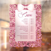 Antiek Glitter Frame Roze Strik Diensten Menu Raamsticker (Vel 2)