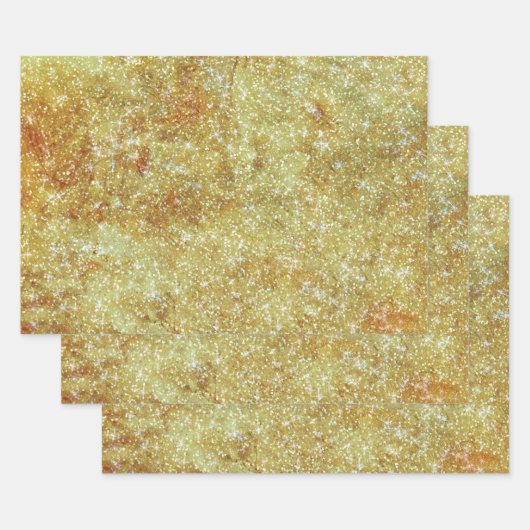 Antiek Glitter Texture Gold-ontkoppeling Inpakpapier Vel (Set)