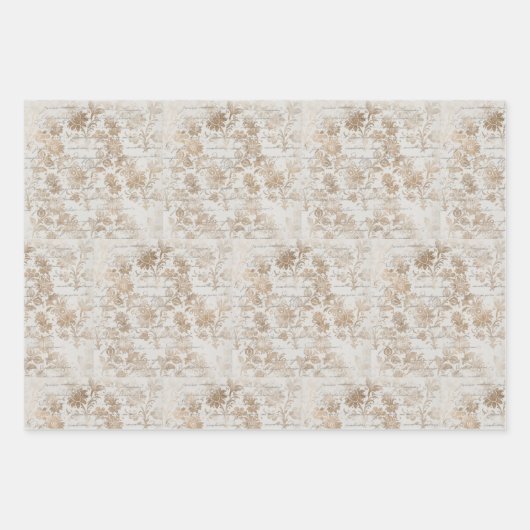 Antiek Gold Damascript Inpakpapier Vel (Voorkant 3)