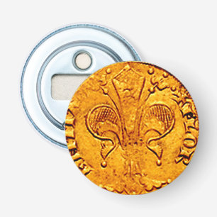 ANTIEK GOLD FLORENTINE FORINT BUTTON FLESOPENER