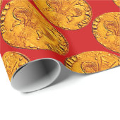ANTIEK GOLD FLORENTINE FORINT Royal Red Cadeaupapier (Rol Hoek)
