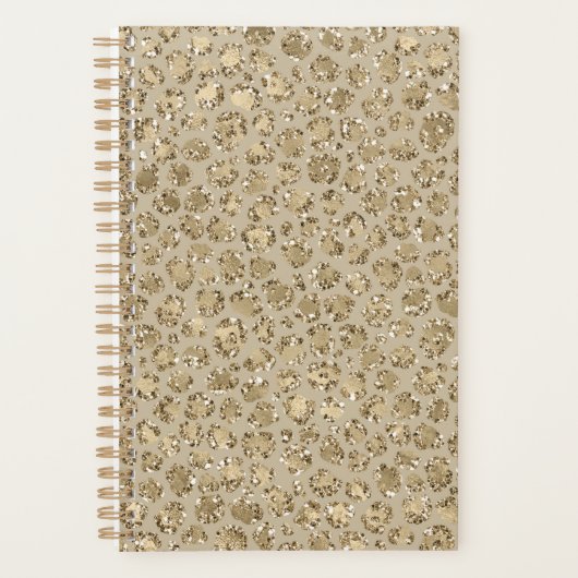 Antiek Gold Glitter-leopardprinter Planner (Voorkant)