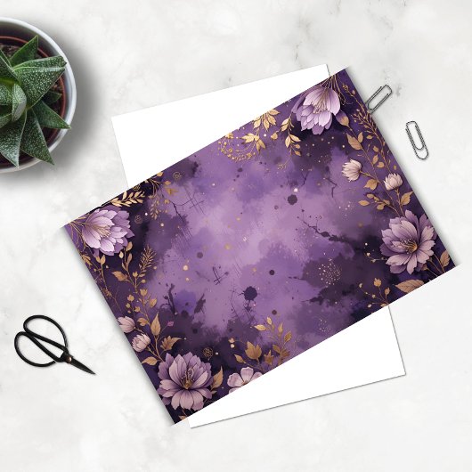 Antiek Golden Petals & Plum Twilight Decoupage Tissuepapier