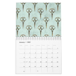 Antiek Golden Scissor  Hairdresser Haircut Kalender