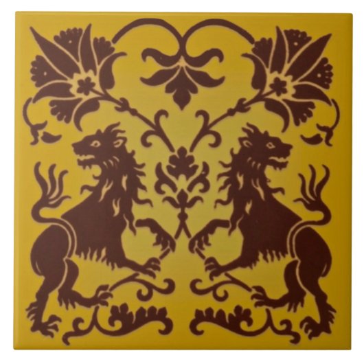 Antiek Gothic Heraldic Design Reproduction Tile Tegeltje (Voorkant)
