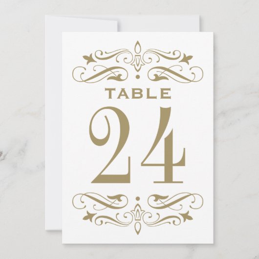 Antiek Goud Bloei Trouwtafel Nummer Kaart (Voorkant)