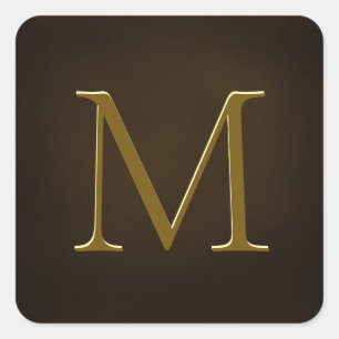 Antiek Goud Geprägd Monogram Gepersonaliseerd Zege Vierkante Sticker