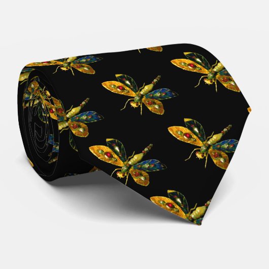 ANTIEK GOUD LIBELLE SIERADEN MET EDELSTENEN STROPDAS (Opgerold)