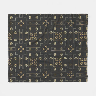 Antiek goud oog motief op zwart fleece deken