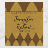 Antiek gouddiamant Harlequin-patroon Wijnlabel Wijn Etiket (Enkel label)