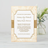 Antiek Gouden Bloemen Border Wedding Kaart (Staand voorkant)