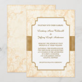 Antiek Gouden Bloemen Border Wedding Kaart (Voorkant / Achterkant)