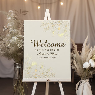 Antiek Gouden Bloemen Huwelijks Welkom Bord Poster