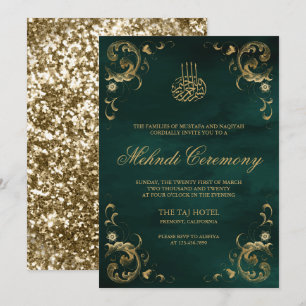 Antiek gouden frame smaragdgroene islamitische meh kaart