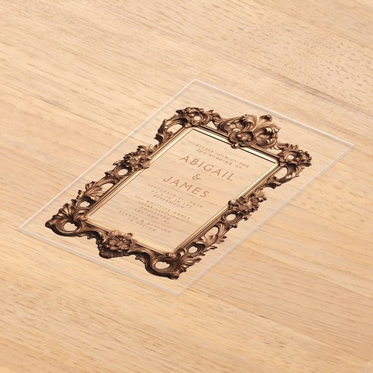 Antiek gouden Lijst bruiloft Acryl Uitnodigingen (Laagn)