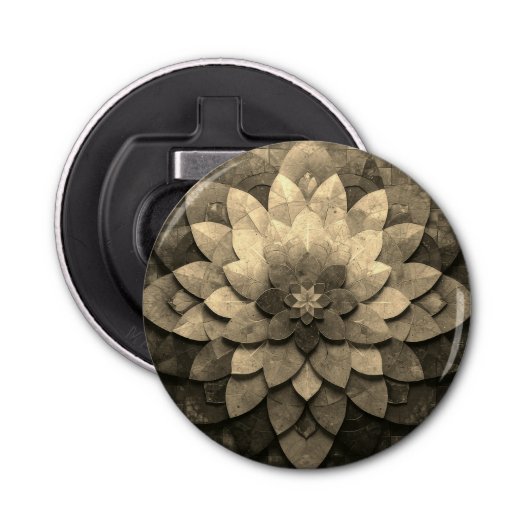 Antiek gouden mandala kunst geweven bloem button flesopener (Voorkant)
