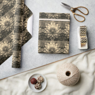 Antiek gouden mandala kunst geweven bloem cadeaupapier