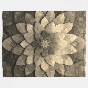 Antiek gouden mandala kunst geweven bloem fleece deken