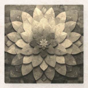 Antiek gouden mandala kunst geweven bloem glazen onderzetter