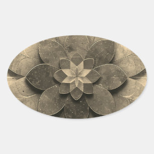 Antiek gouden mandala kunst geweven bloem ovale sticker