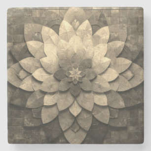 Antiek gouden mandala kunst geweven bloem stenen onderzetter
