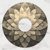 Antiek gouden mandala kunst geweven bloem wijnglaslabel (Achterkant)