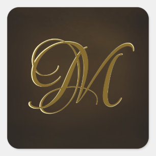Antiek Gouden Schrift Monogram Gepersonaliseerde Z Vierkante Sticker