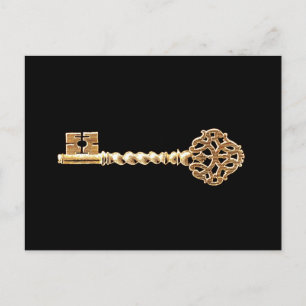 Antiek gouden stoampunk Skeleton Key Briefkaart