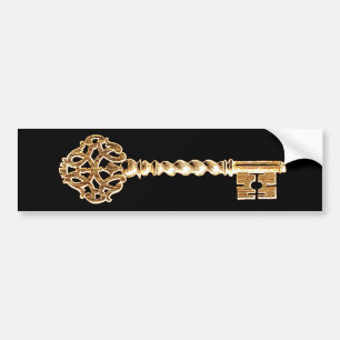 Antiek gouden stoampunk Skeleton Key Bumpersticker