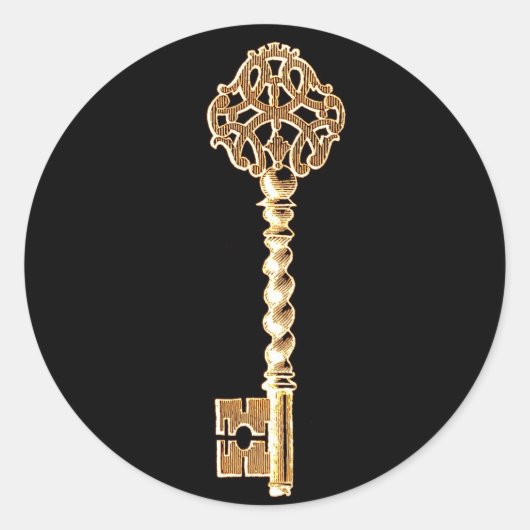 Antiek gouden stoampunk Skeleton Key Ronde Sticker (Voorkant)