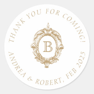 Antiek Gouden Wapen Initialen Trouwring Ronde Sticker
