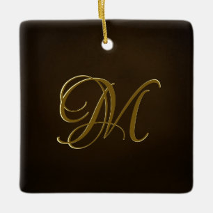 Antiek goudrelig monogram - Gepersonaliseerde teks Keramisch Ornament