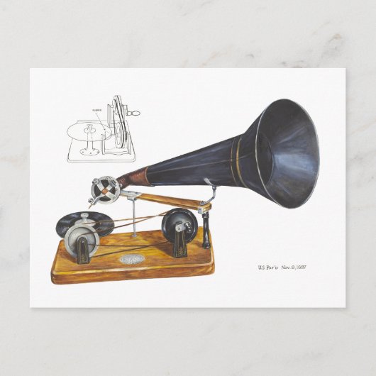 Antiek grammofoon briefkaart (Voorkant)