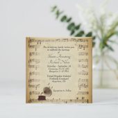 Antiek Gramophone Music Wedding Theme Uitnodiging (Staand voorkant)