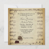 Antiek Gramophone Music Wedding Theme Uitnodiging (Voorkant)