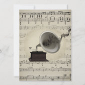 Antiek Gramophone Music Wedding Theme Uitnodiging (Achterkant)