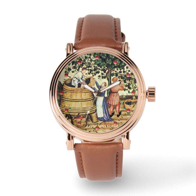 ANTIEK GRAPE VINEYARD HARVEST HORLOGE (Voorkant)