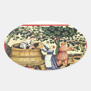 ANTIEK GRAPE VINEYARD HARVEST OVALE STICKER