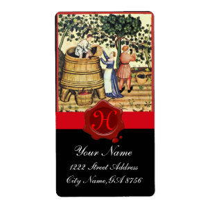 ANTIEK GRAPE VINEYARD HARVEST WAX SEAL MONOGRAM ETIKET