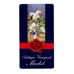 ANTIEK GRAPE VINEYARD HARVEST WAX SEAL MONOGRAM ETIKET