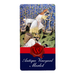 ANTIEK GRAPE VINEYARD HARVEST WAX SEAL MONOGRAM ETIKET