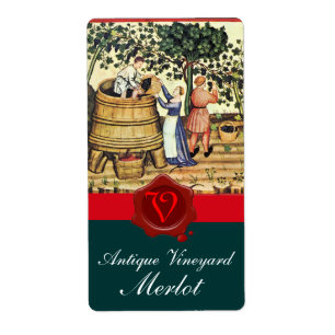 ANTIEK GRAPE VINEYARD HARVEST WAX SEAL MONOGRAM ETIKET