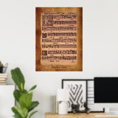 Antiek Gregorian Chant Sheet Music Art Poster (Thuiskantoor)