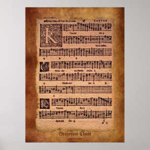 Antiek Gregorian Chant Sheet Music Art Poster