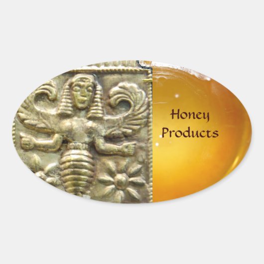 ANTIEK GRIEKS HONEY IS GODESS OVALE STICKER (Voorkant)