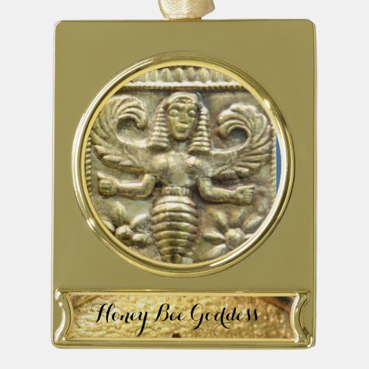 ANTIEK GRIEKS HONEY IS GODESS VERGULD BANNER ORNAMENT (Voorkant)