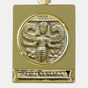 ANTIEK GRIEKS HONEY IS GODESS VERGULD BANNER ORNAMENT