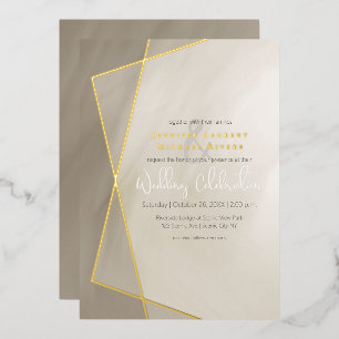 antiek grijs gouden kader typografie trouw goud folie uitnodiging