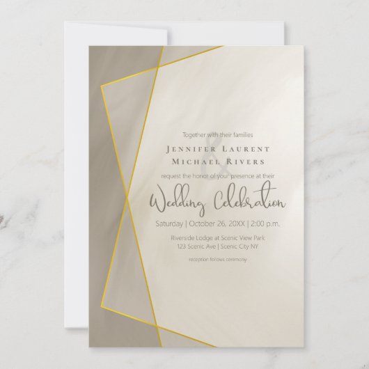 antiek grijs lijst bruiloft kaart (Voorkant)